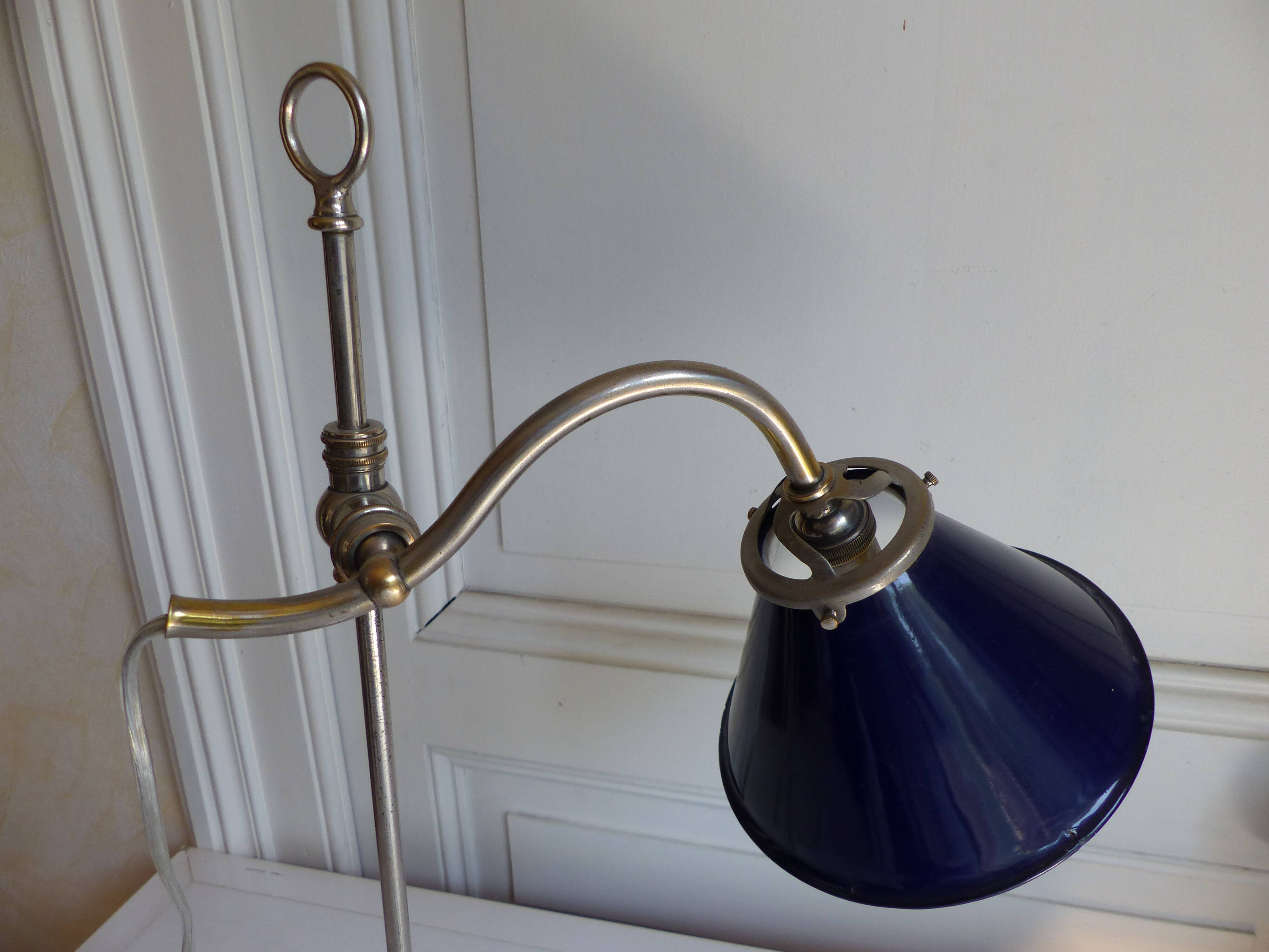Workshop lamp in brass and nickel iron
