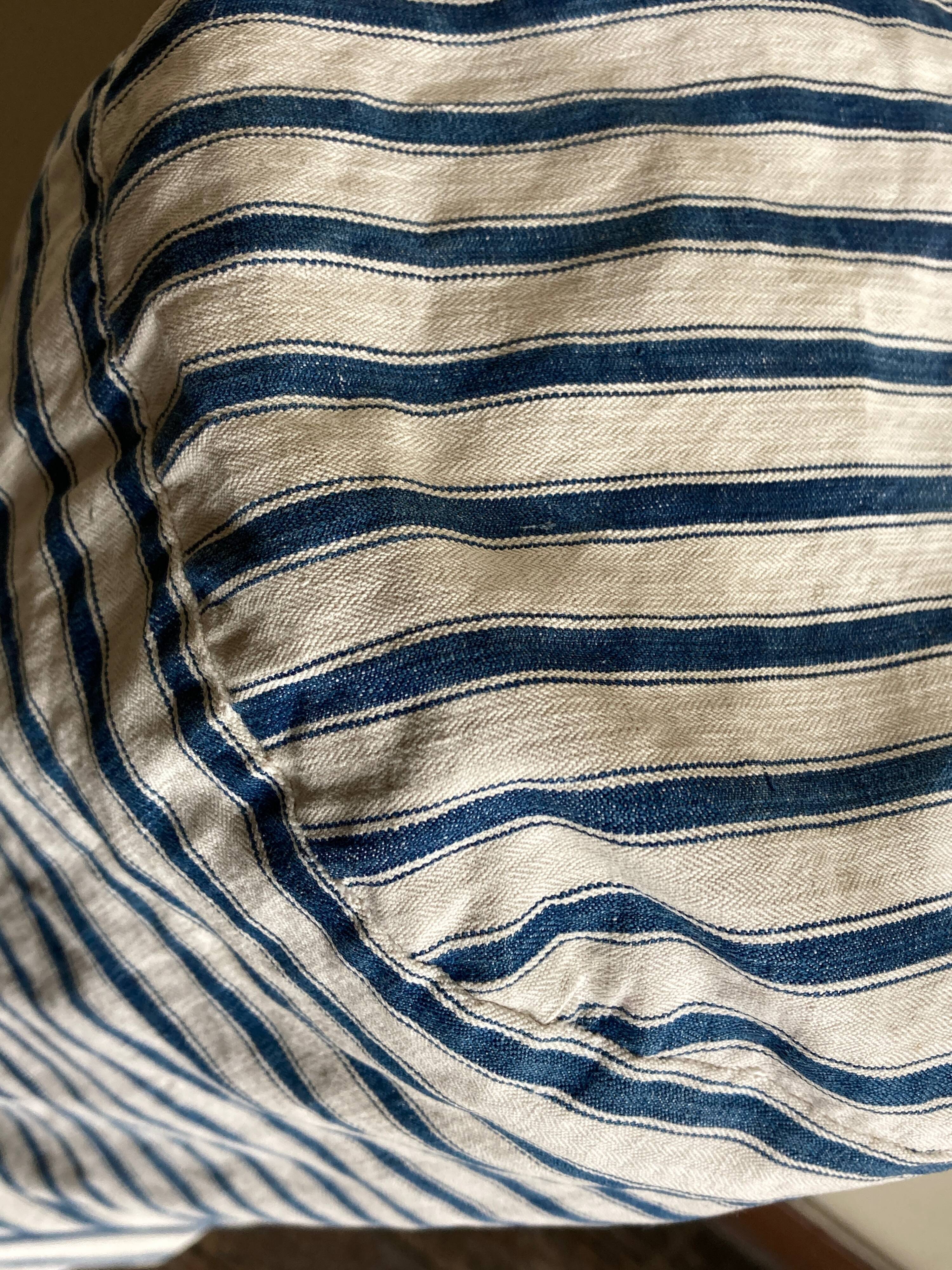 19th century canvas duffel cushion ticking mattress filled with feathers