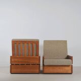 Set of Brutalist armchairs in solid wood, 1970s