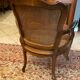 Solid walnut office chair seat and backrest caned Louis XV style