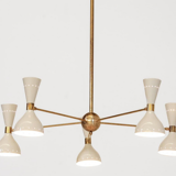 Italian chandelier in brass 5 arms white