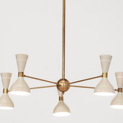 Lustre italien en laiton 5 bras blanc