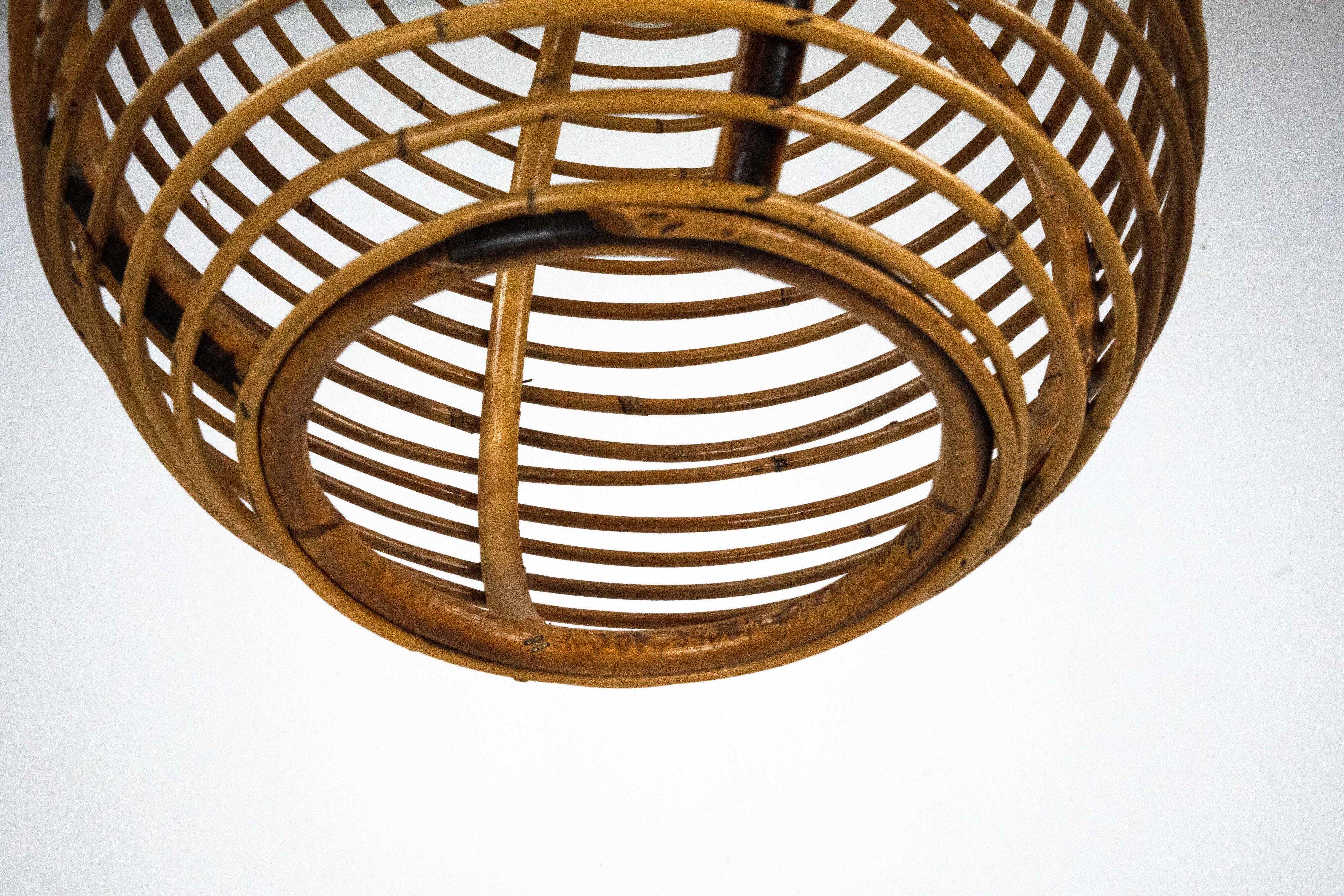 Chandelier en bambou sphérique vintage des années 1950