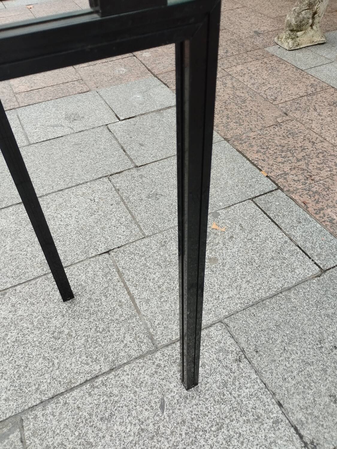 Old console with vintage glass top