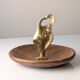 David Marshall Bronze and Wood Fruit Bowl Sculpture Organic Brutalist 1980s