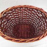 Wicker storage basket, oval and lined with fabrics, with lid