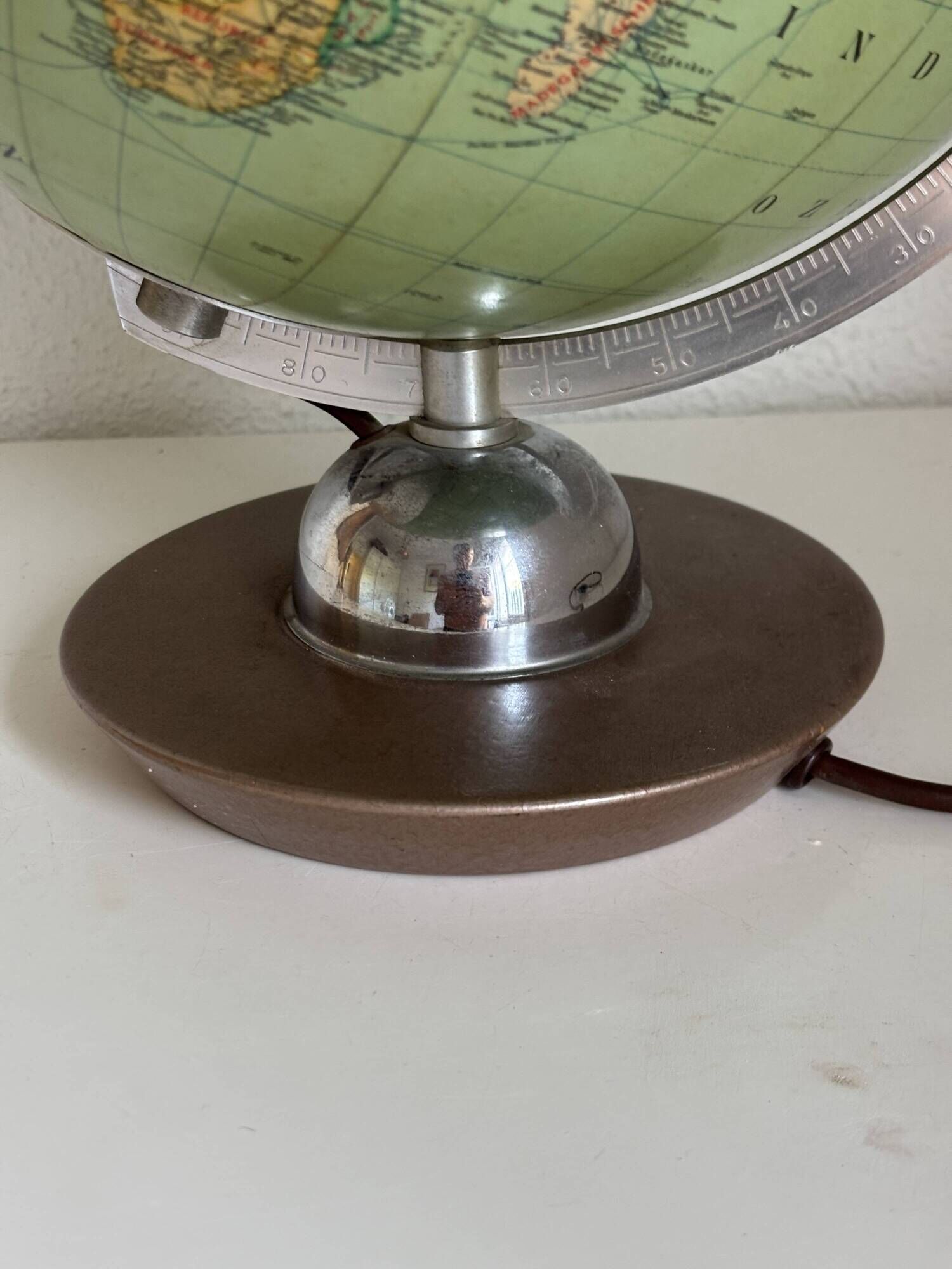 Vintage 1960 terrestrial globe JRO Verlag world map German - 35 cm