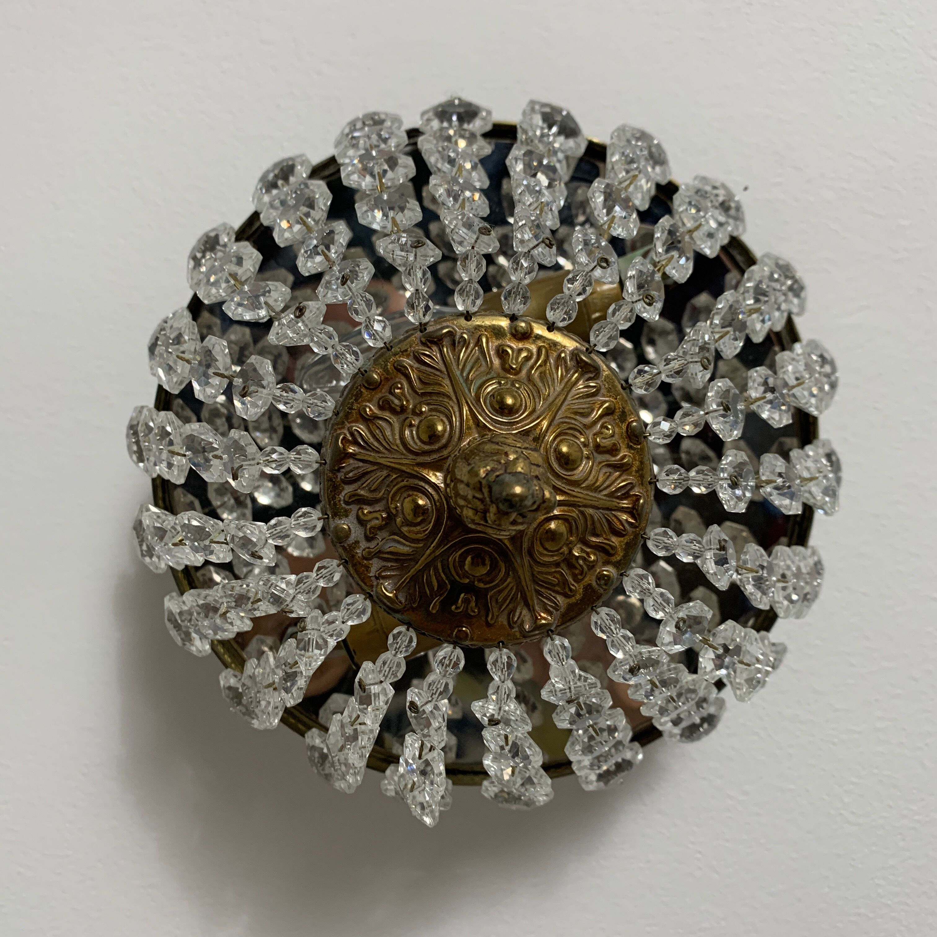 Ceiling lamp basket grapevine and gilded bronze 25 cms