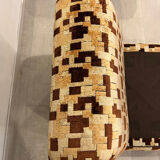 Vintage armchair from the 70s in beige and brown.