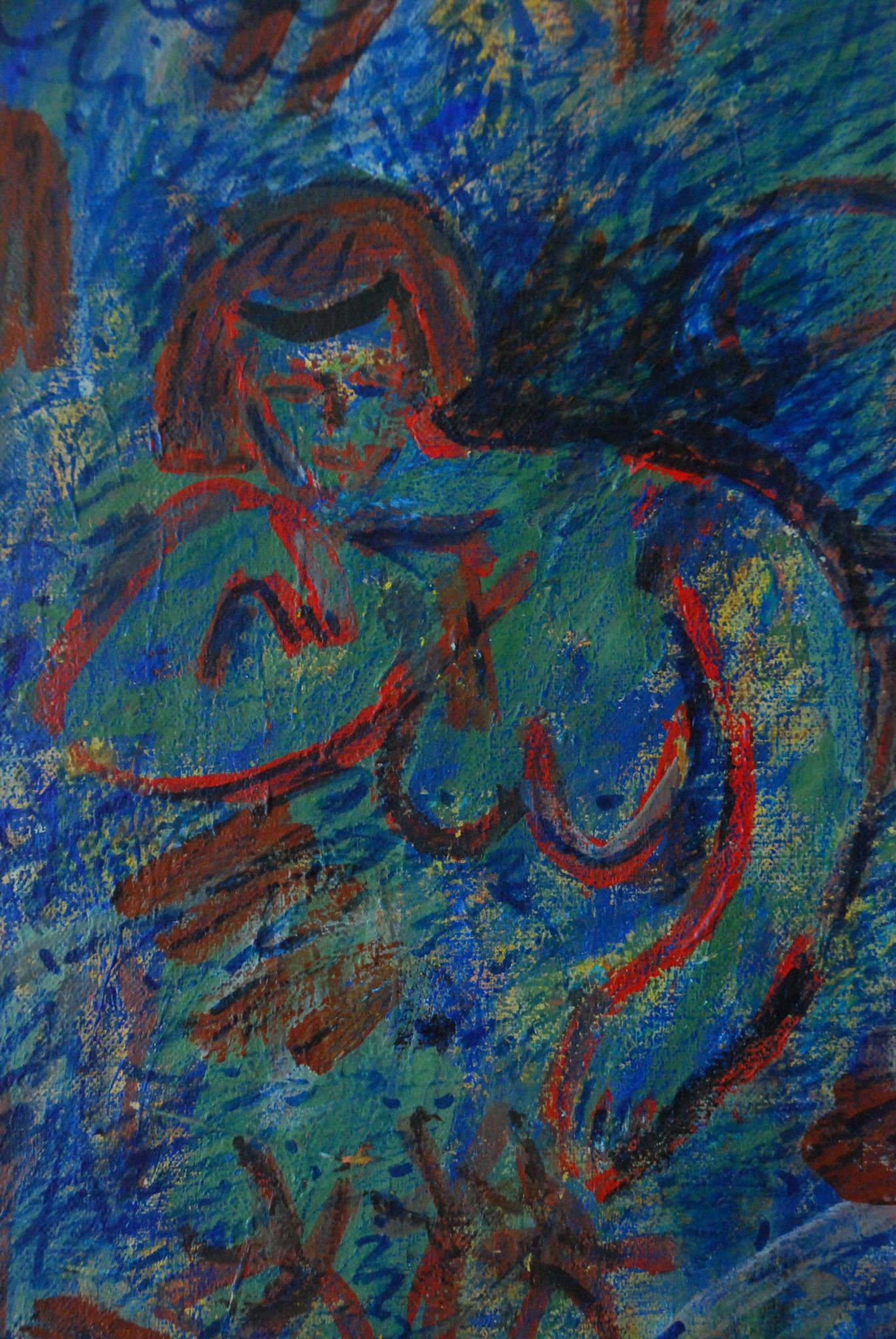 Abstract painting portrait of vintage woman year 60/70