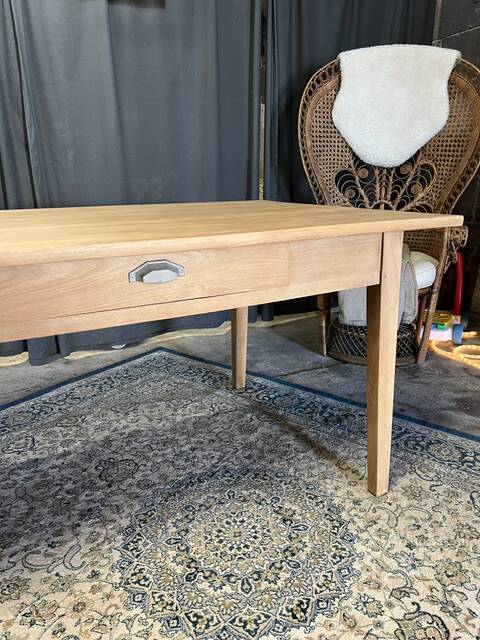 Large vintage table in restored solid elm.