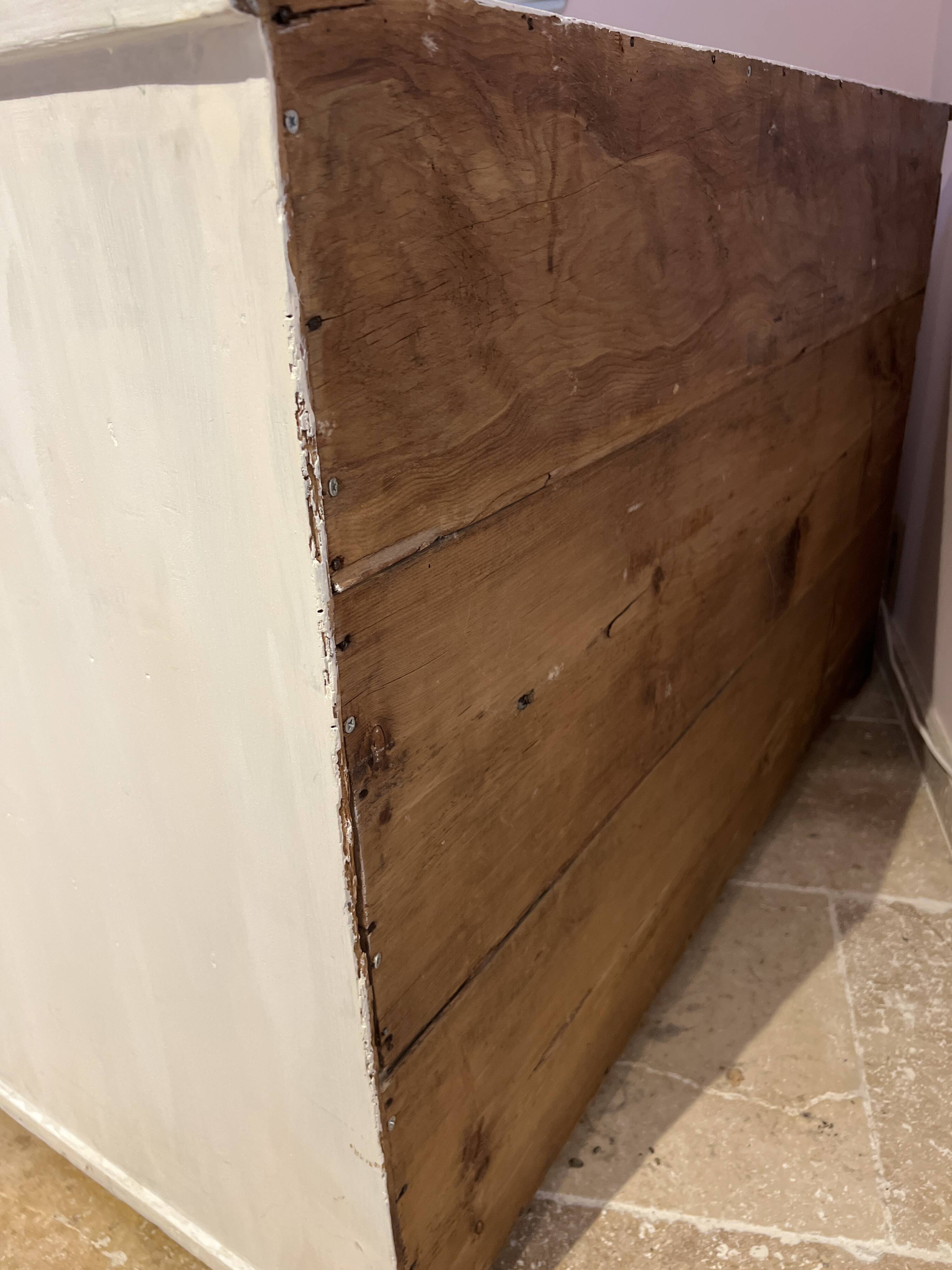 Sturdy antique sideboard with solid wood and drawers.