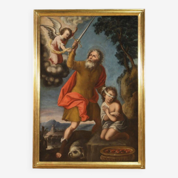 Religious painting from the 17th century, Sacrifice of Isaac