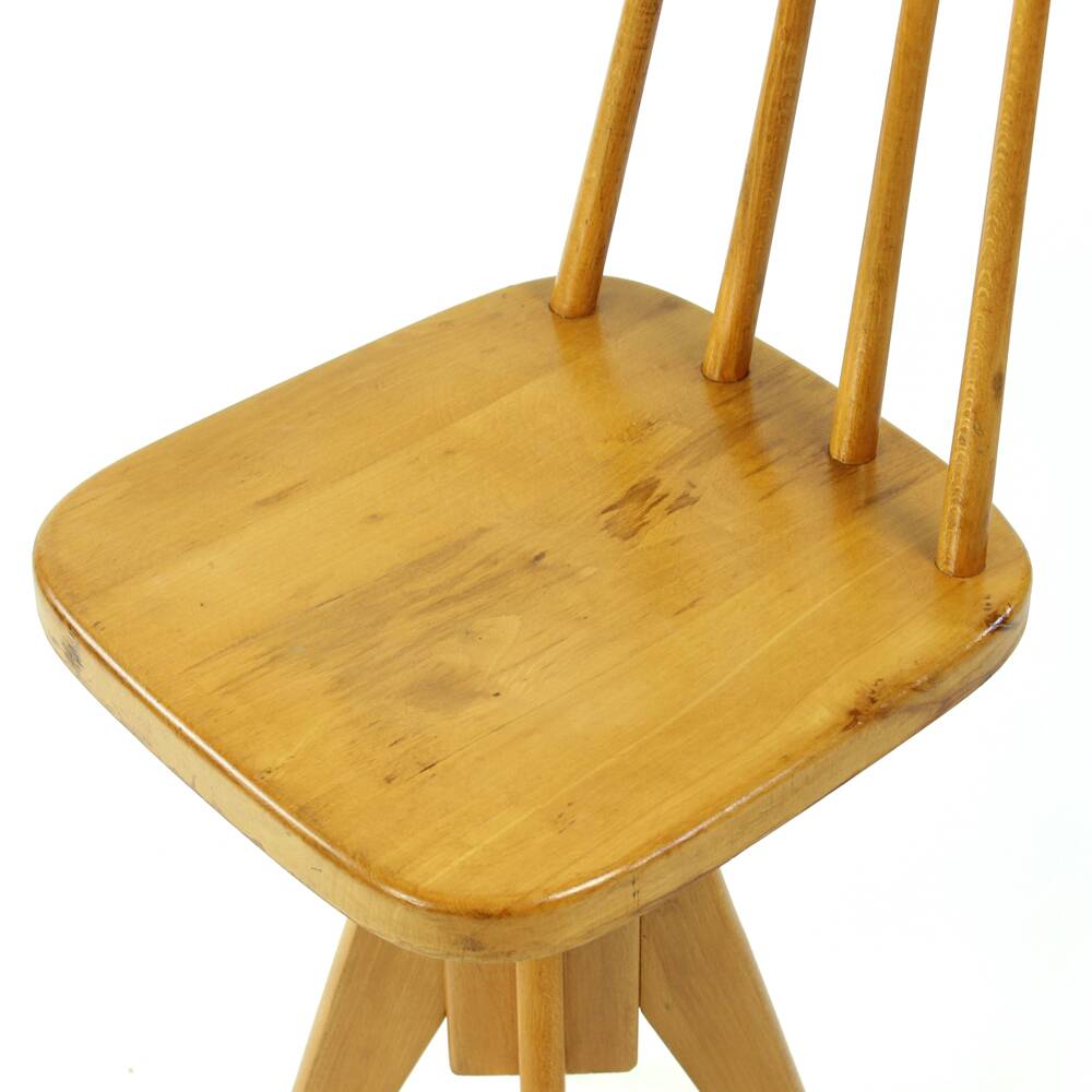Midcentury Piano Swivel Stool With Backrest, Czechoslovakia 1960s