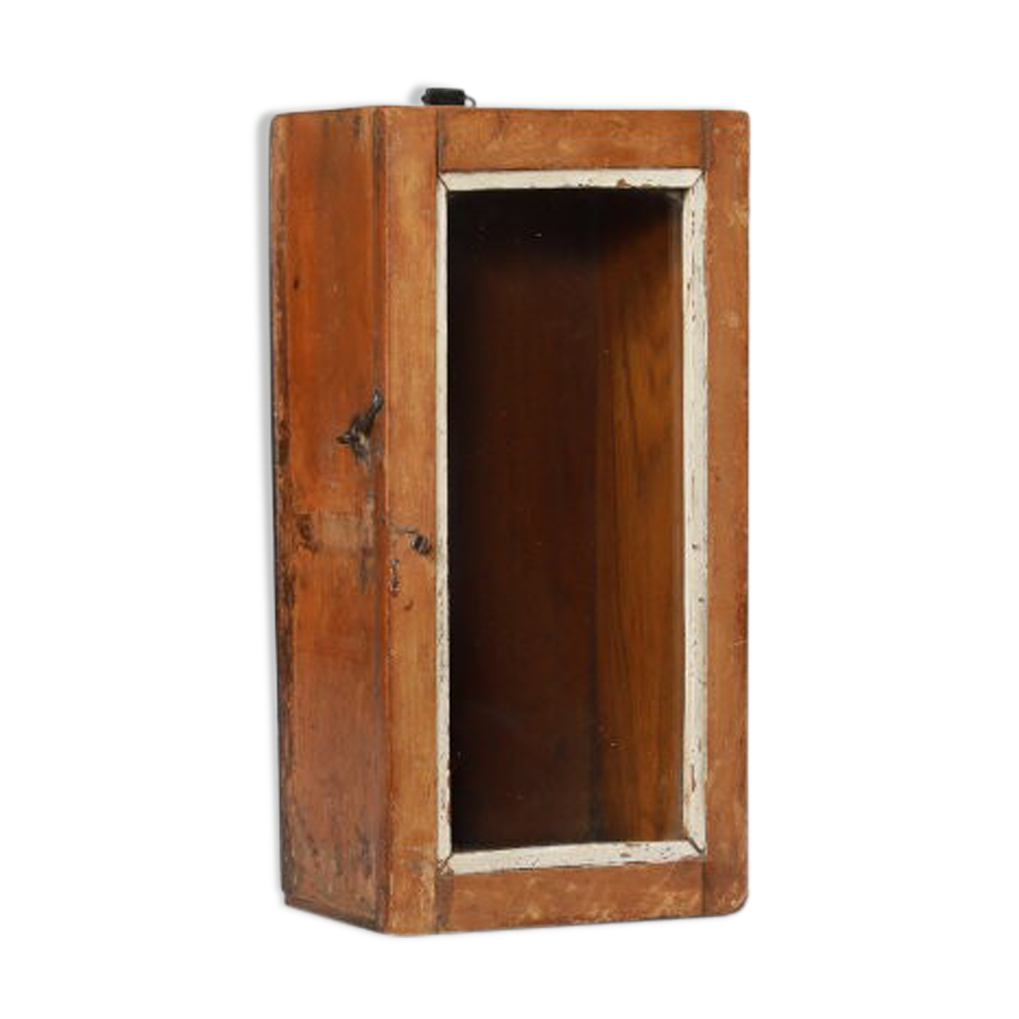 Little old wall showcase box has clock patina of origin india