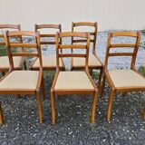 Set of six chairs with fabric tops