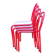 Stackable chairs, Italy, 1980s, red metal, white vinyl