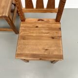 Set of 4 pine chairs, 1970s