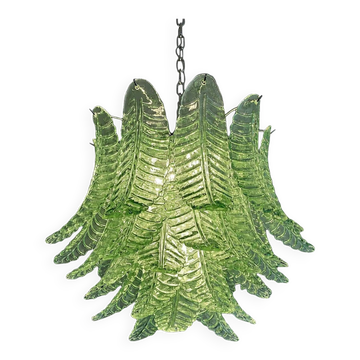 Contemporary Italian Green “Felci” Murano Glass Chandelier Green