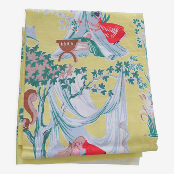 Vintage tea towel 60-70 sleeping beauty decor disney franc-or