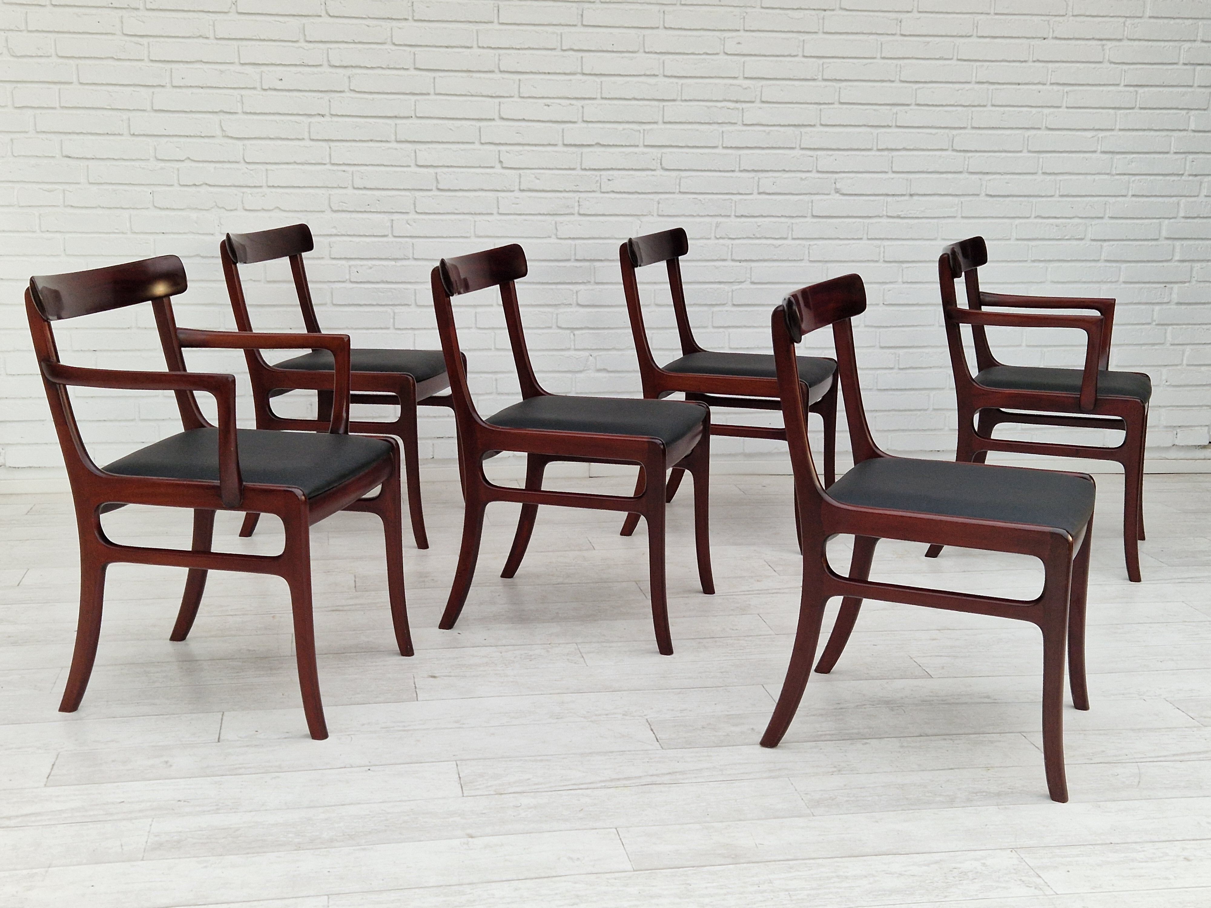 Danish design by Ole Wanscher, set of dining chairs 70s,