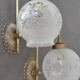 Paire d’appliques en verre gravé support en laiton