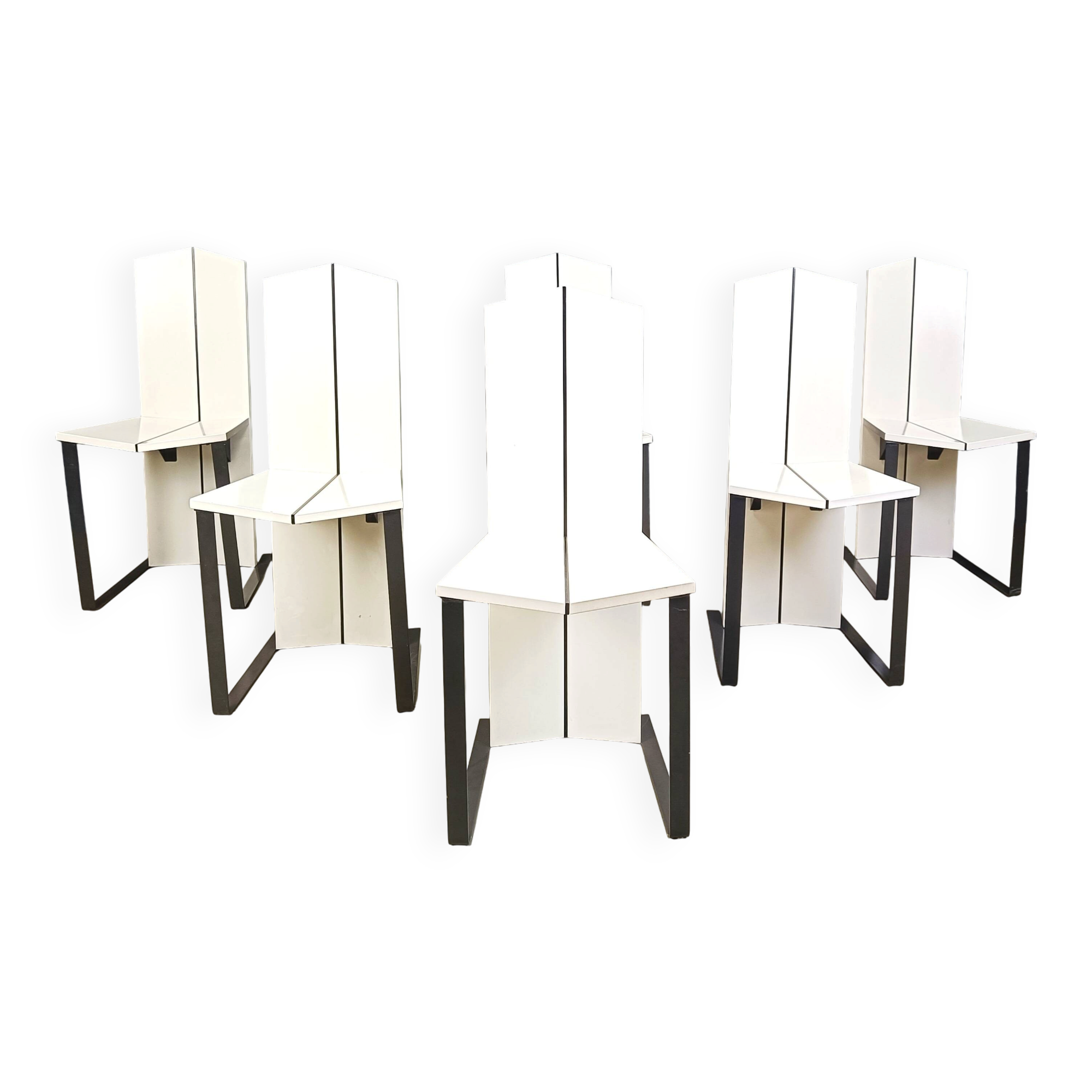Chaises de salle à manger postmodernes, ensemble de 6 - années 1980