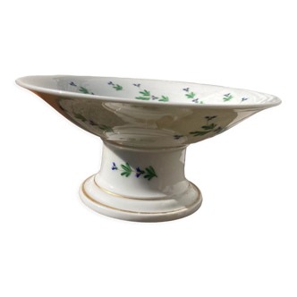 Compotier en porcelaine de Nyon blanc fleurs doré