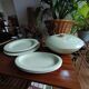 Vegetable dish with 2 platters and 2 small dishes, Salins earthenware, pale green Opaceline