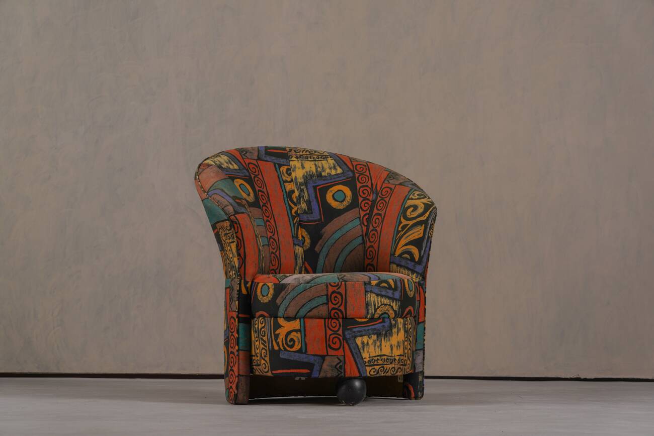 Postmodern abstract upholstery armchairs, Germany 1980s set of 2
