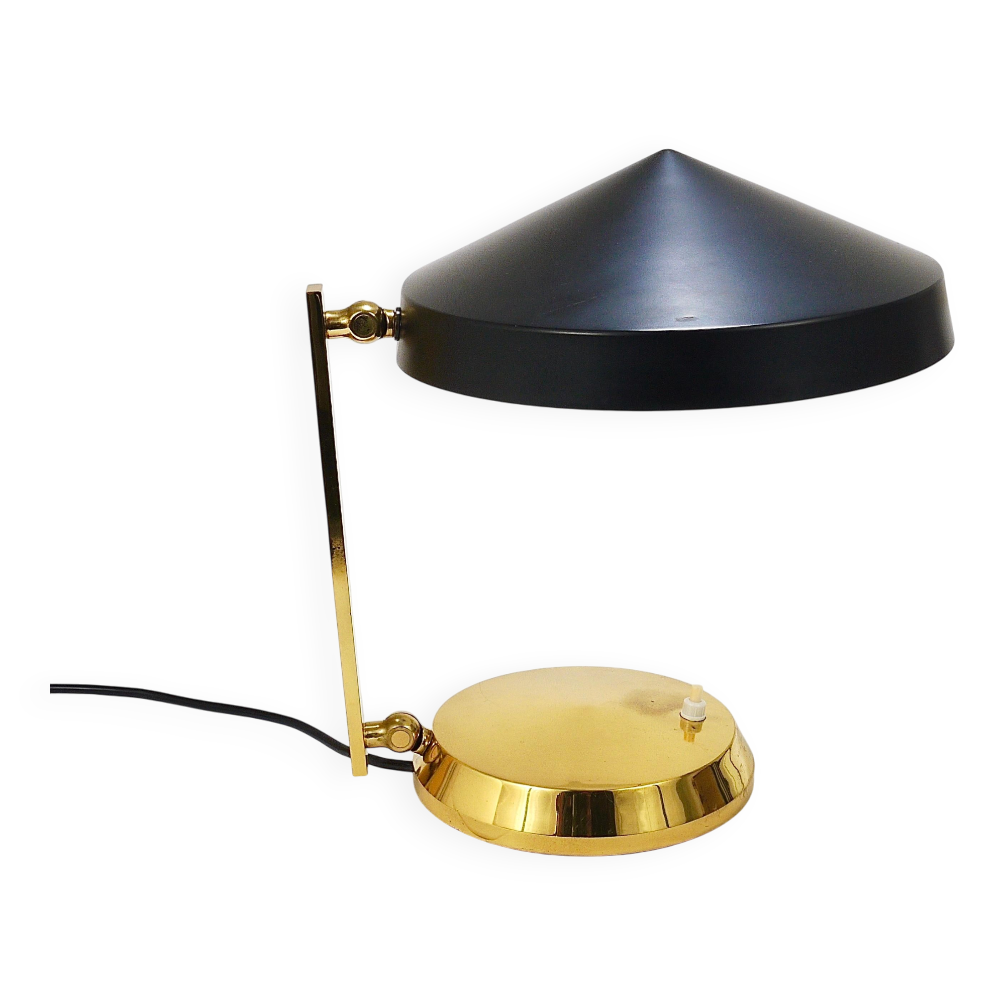 Mid-century table or desk lamp in black brass, Austria, 1960s.