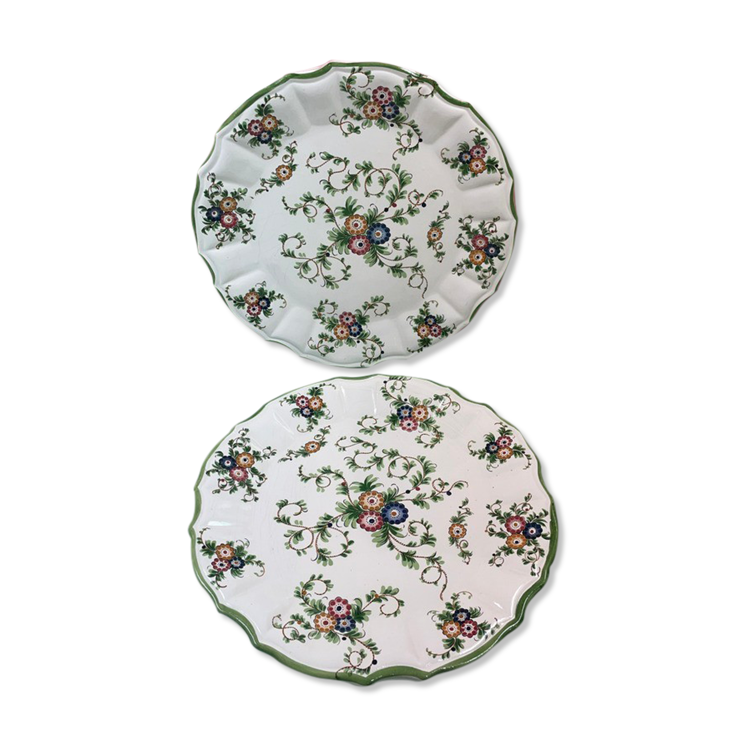 Pair of dish forming pendant, signed capodimonte diameter 31 cm