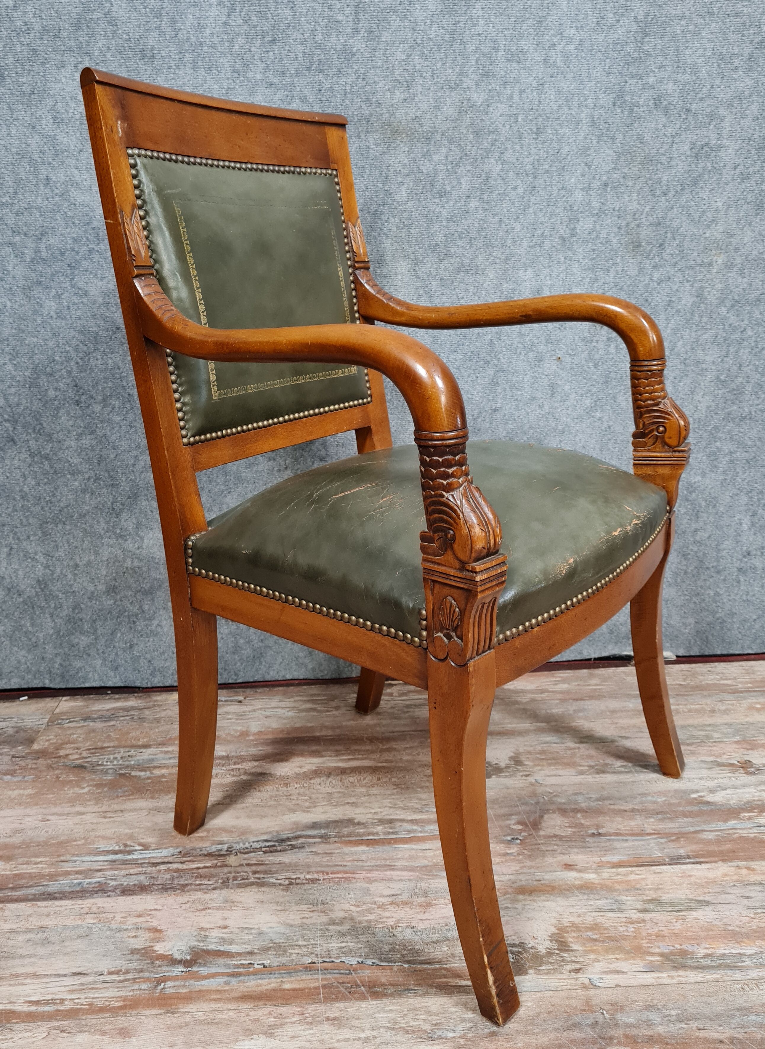 Empire office chair with cherry dolphins circa 1920-1940