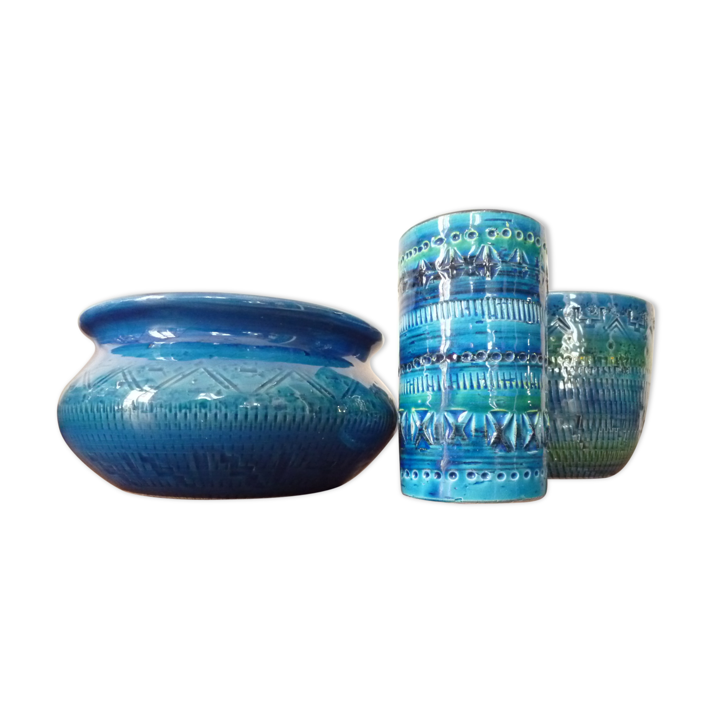 Vase and cache blue pots Bitossi