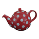 Jolie théière ronde anglaise à pois rouges