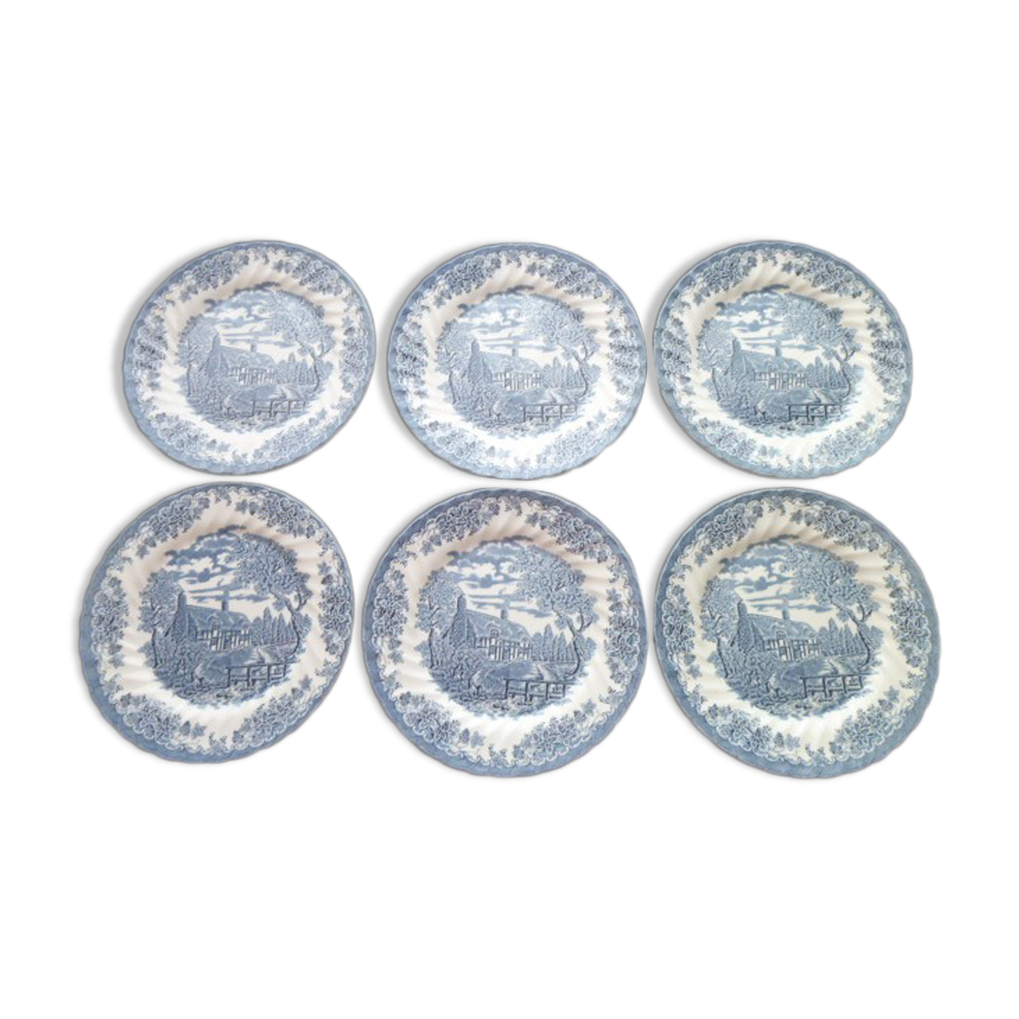 Set of 6 flat plates in Churchill English porcelain
