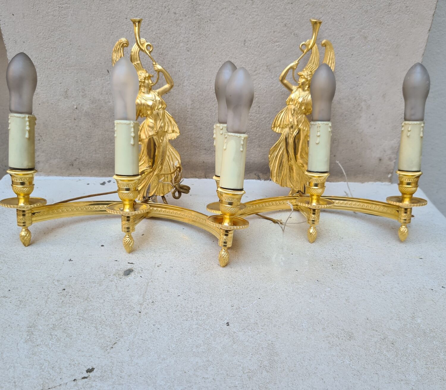 Pair Empire style wall lamps, 1st half XIXTH