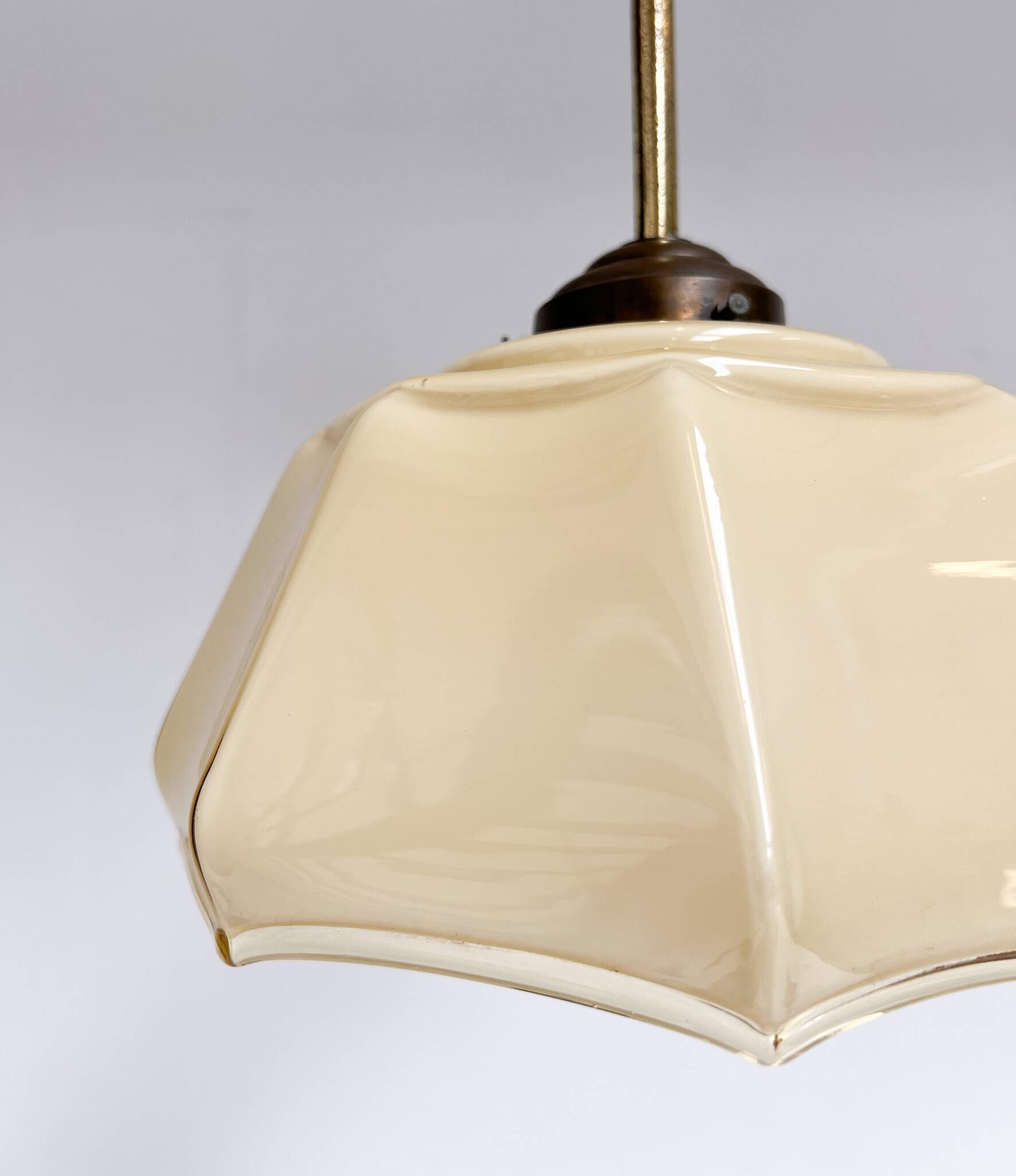 Curved glass Art Deco ceiling lamp, 1930s