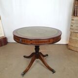 English game table leather tray and lion foot