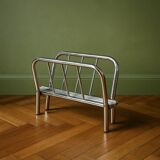 Vintage chrome-plated metal magazine rack – 1970s