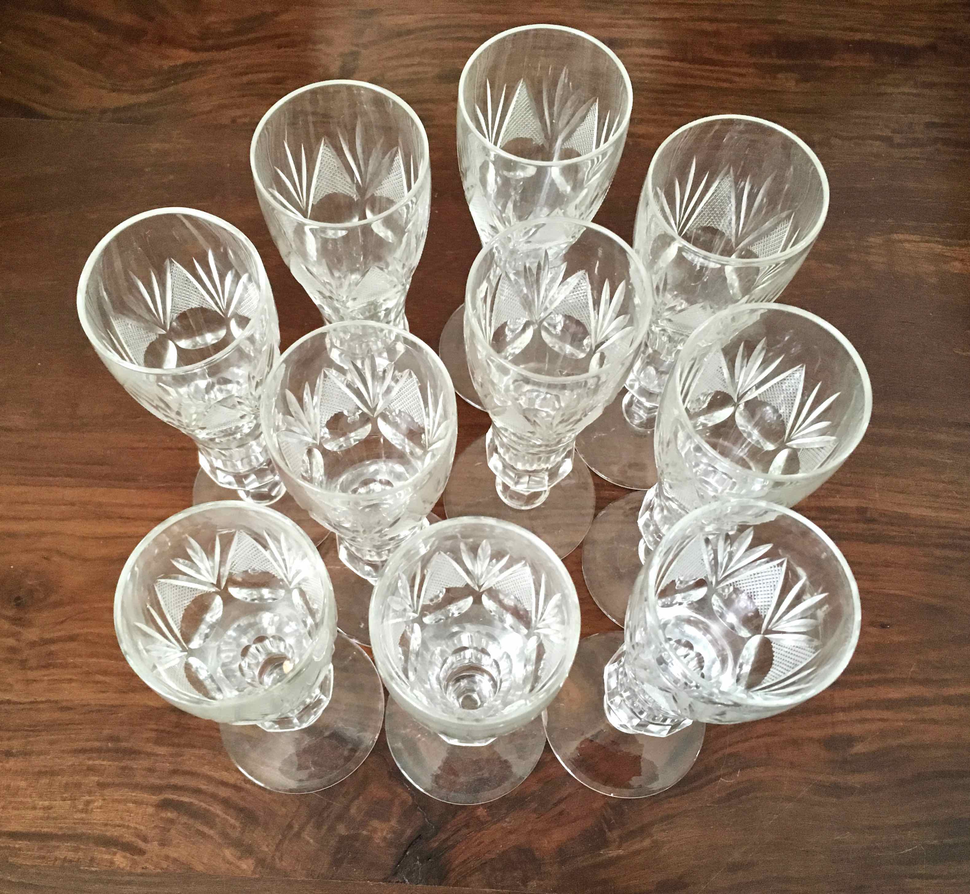 10 Bohemian flutes cut crystal