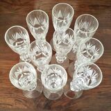 10 Bohemian flutes cut crystal