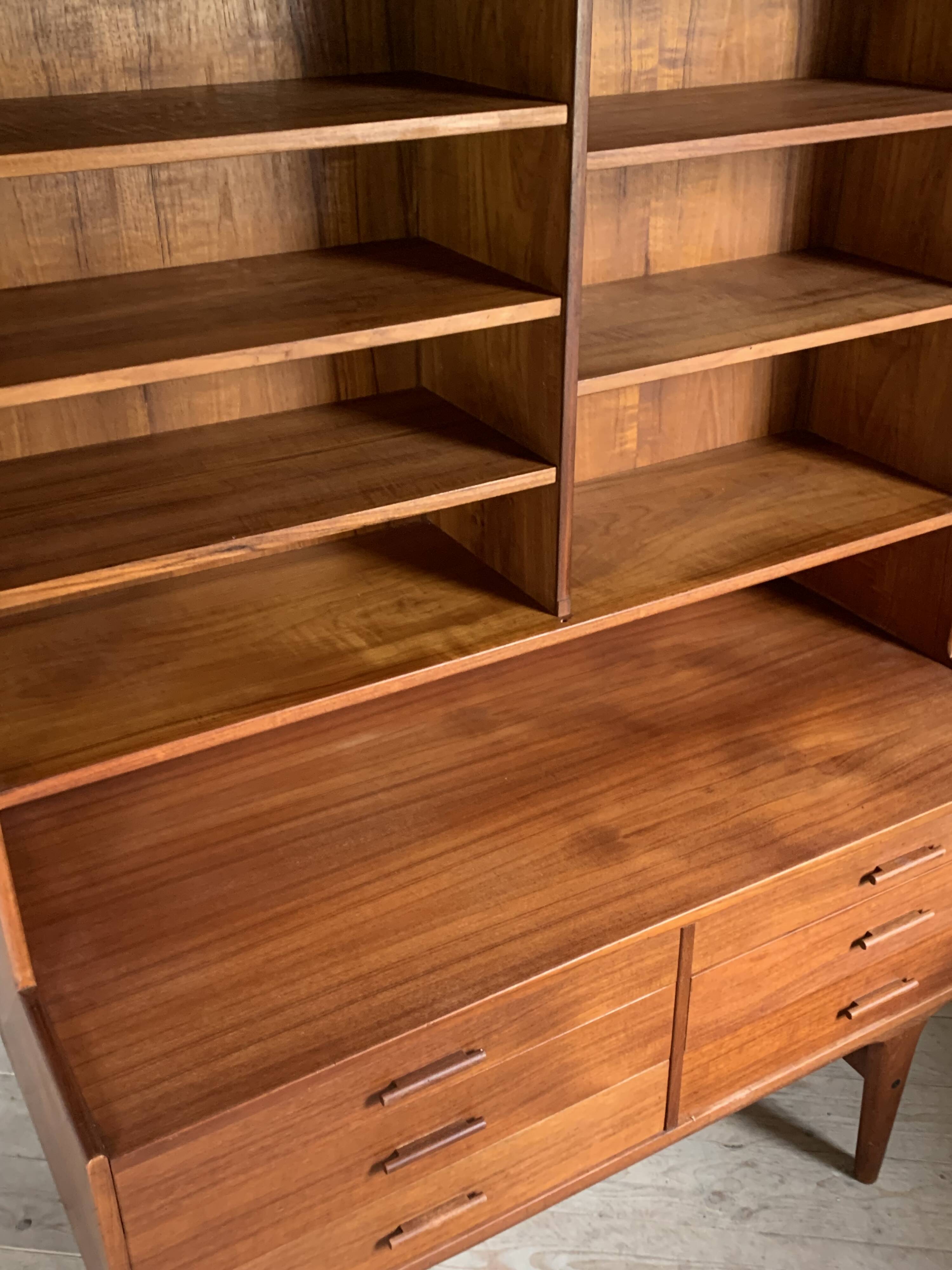 Scandinavian teak and rattan sideboard