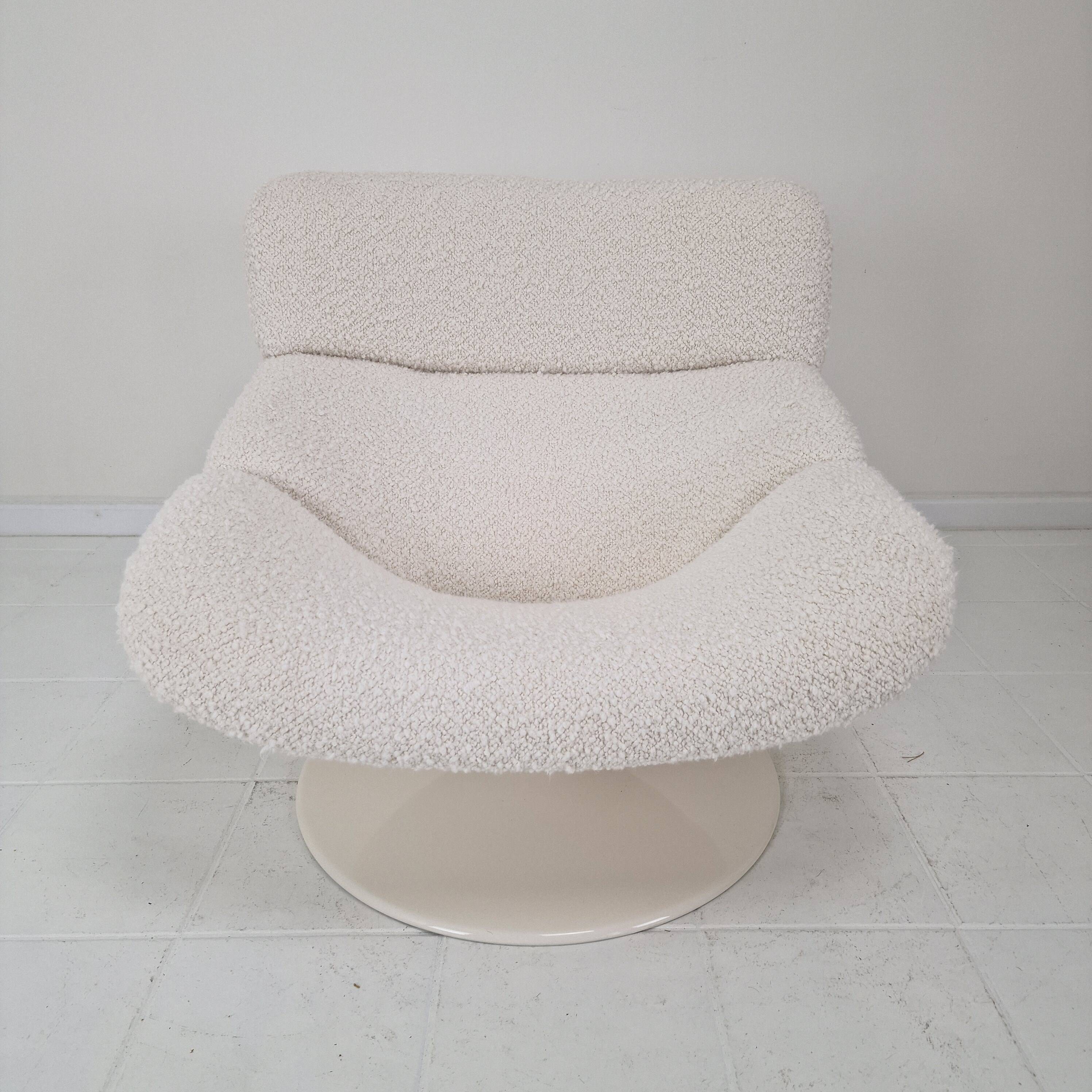 Restored Artifort F518 Lounge Chair by Geoffrey Harcourt in Bouclé Fabric,