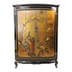 Vintage Chinese cabinet with gold leaf, flowers and peacock/ bohemian