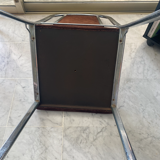 Quatre chaises chrome et velours ras marron design 70