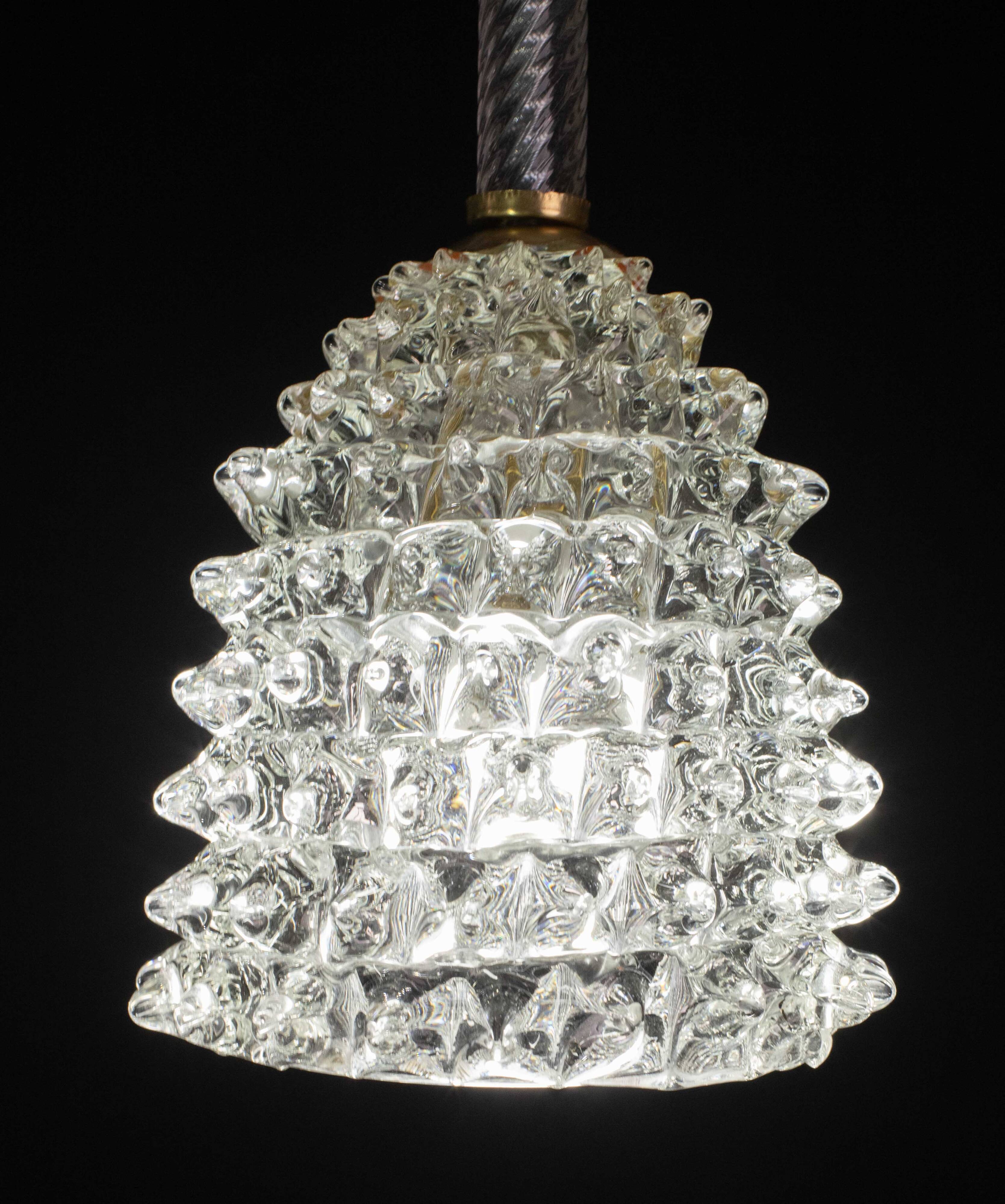 Extraordinary Clear Rostrato Murano Glass Penadant by Barovier & Toso, 1940