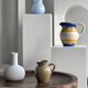 Large blue and yellow hand painted carafe H:20cm