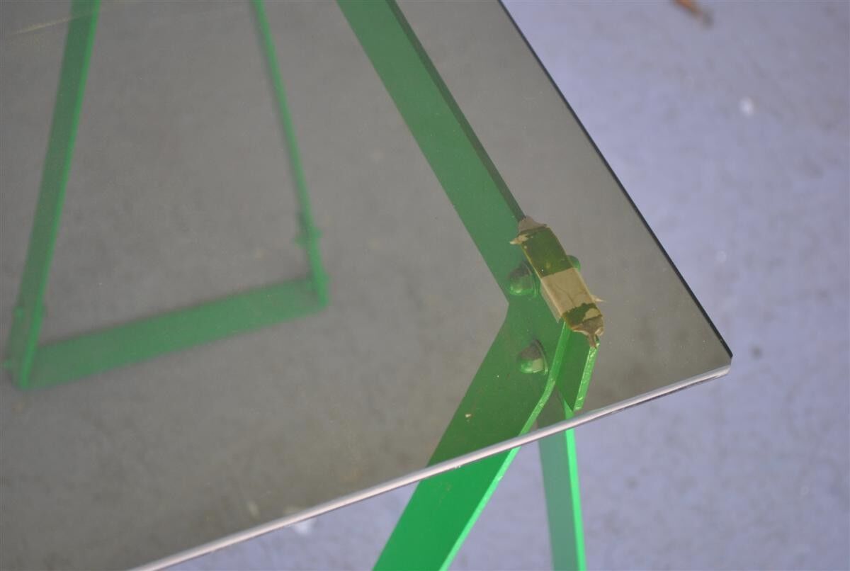 Green office in tripods of 1980s lacquered with black velvet Chair