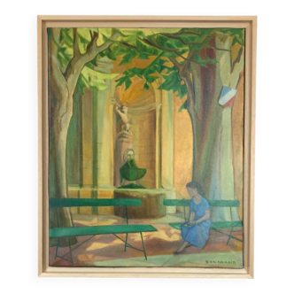 The reading. oil on canvas by andré bongrand.